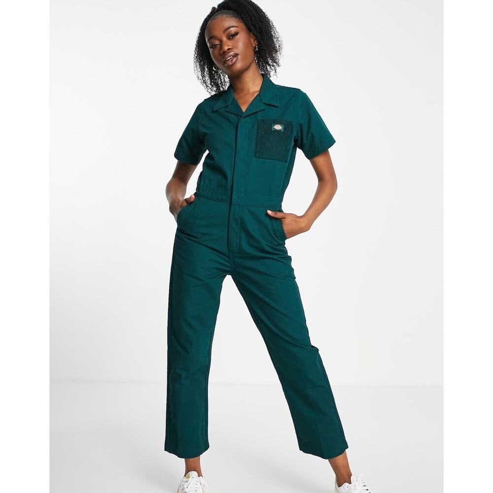 Dickies Forest Green Reworked Corduroy Accent Coveralls, Size Small